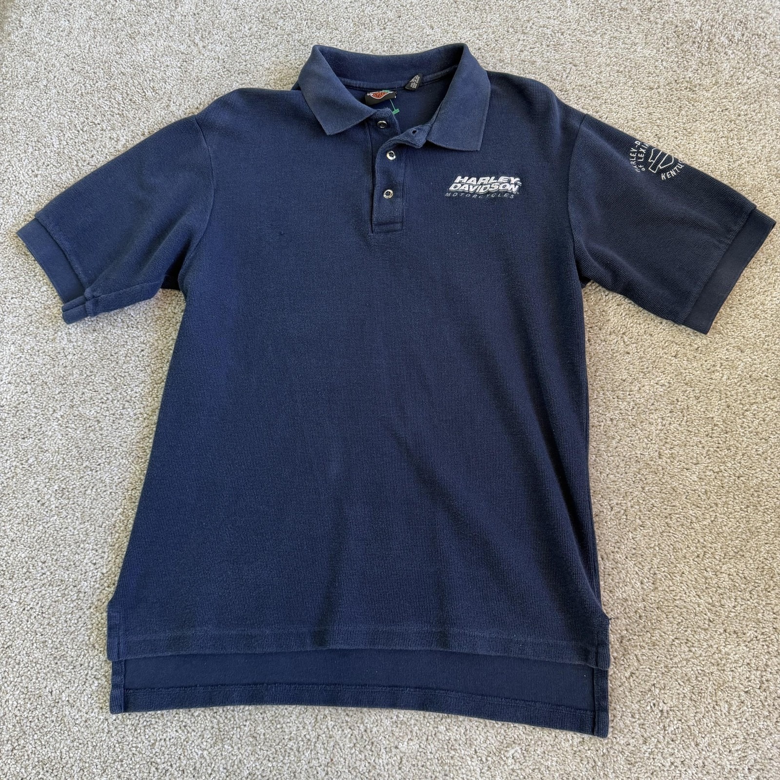 Harley Davidson Motorcycles Polo Shirt Mens Medium Navy Lexington Ky Embroidered